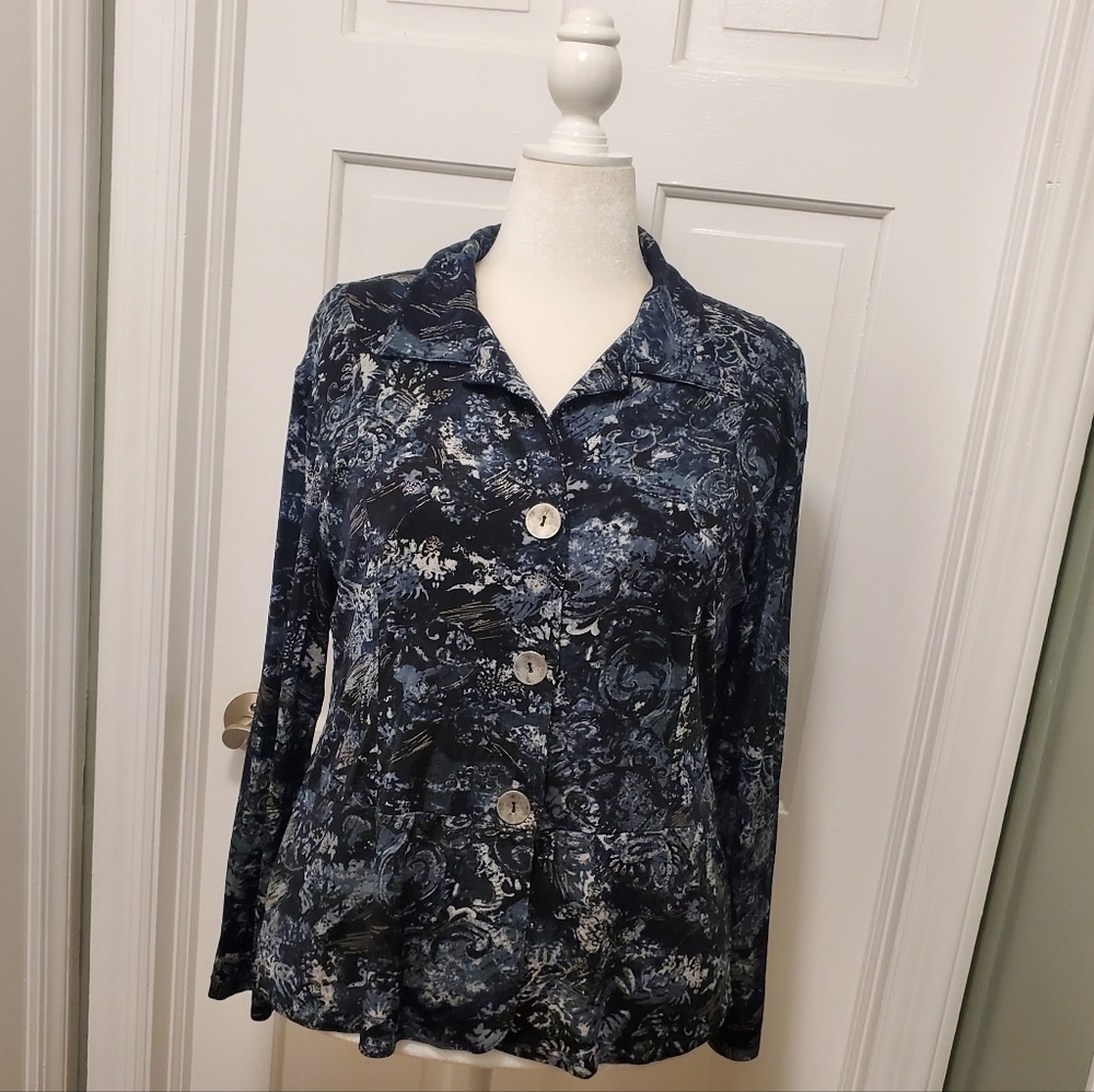 Chico's Travelers Collection Slinky Knit Jacket Size 2=12/14, Wrinkle Free